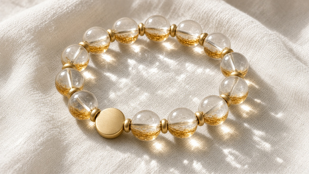 Autumn Amber Phantom — round-bead bracelet